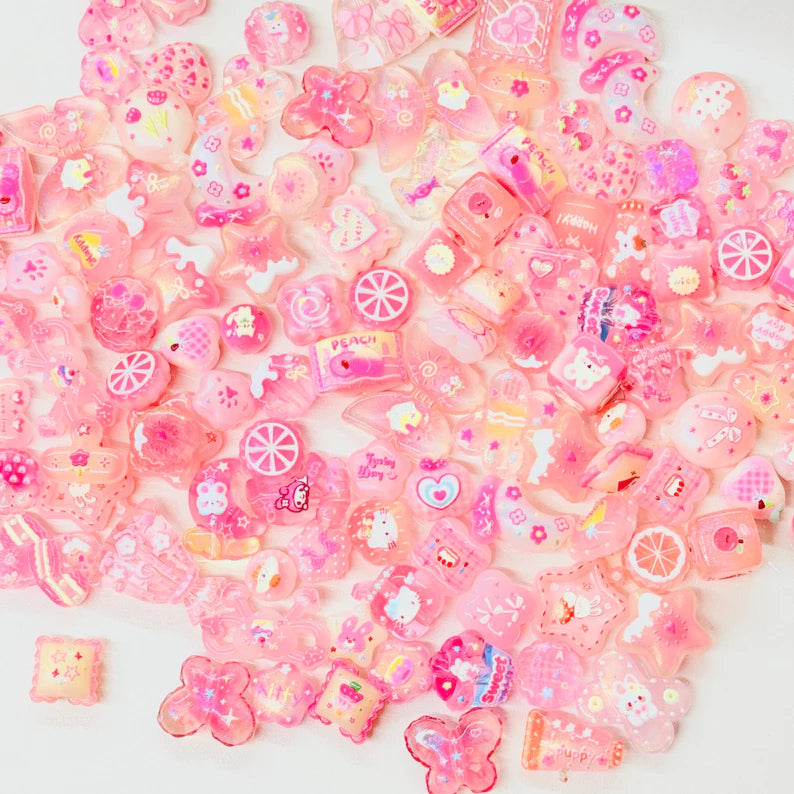 Candy Pink Kawaii Acrylic Beads Mix