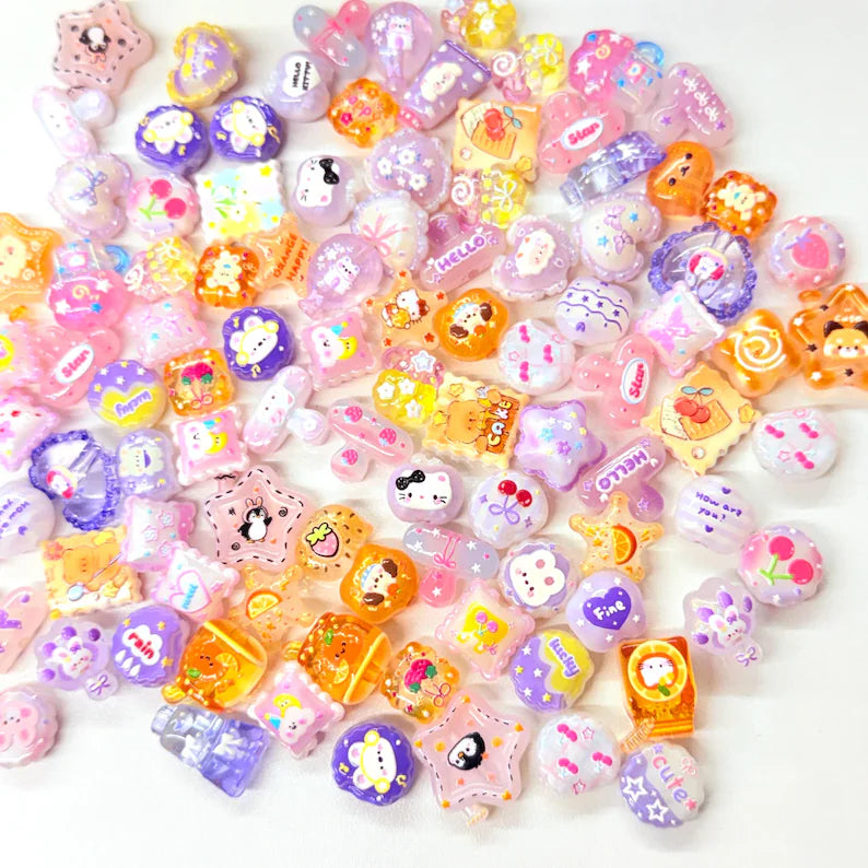 Purple and orange Kawaii Acrylic Beads Mix