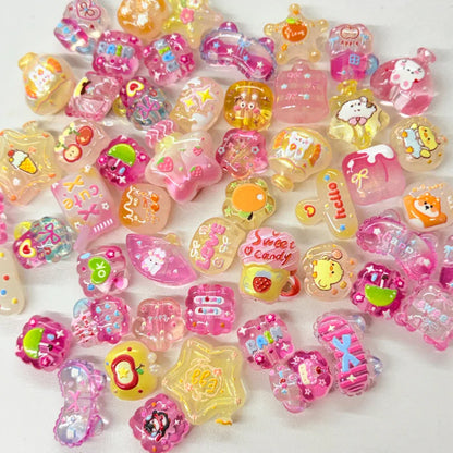 Sunset Pink and yellow Kawaii Acrylic Beads Mix