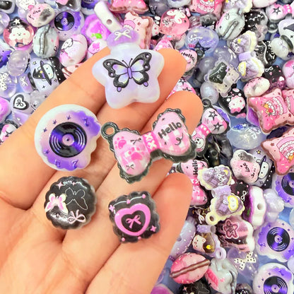 Black Purple Kawaii Acrylic Beads Mix
