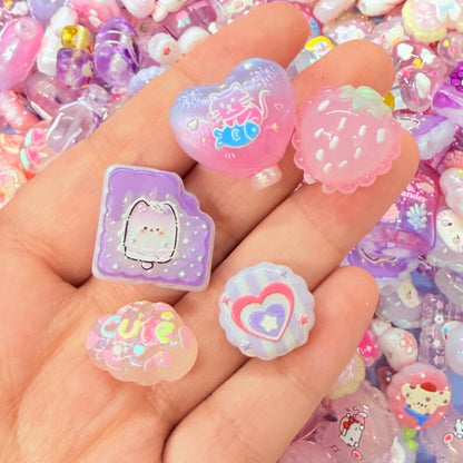 Lavender Pink Purple Kawaii Acrylic Beads Mix
