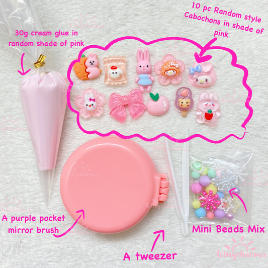 10 x Pink Assorted Mix Kawaii Decoden Kit Cute Cabochons