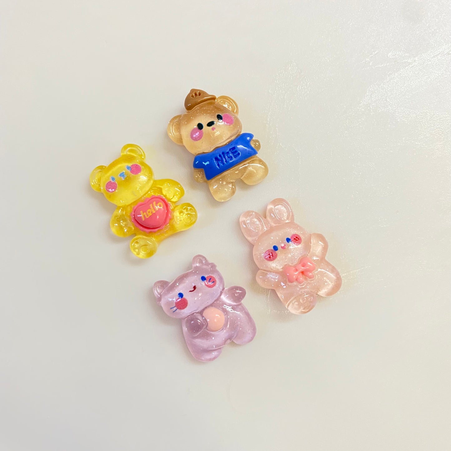 Glossy animal Charms  set of 4