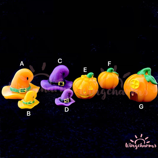 3D Halloween Pumpkins and Wizards Figure